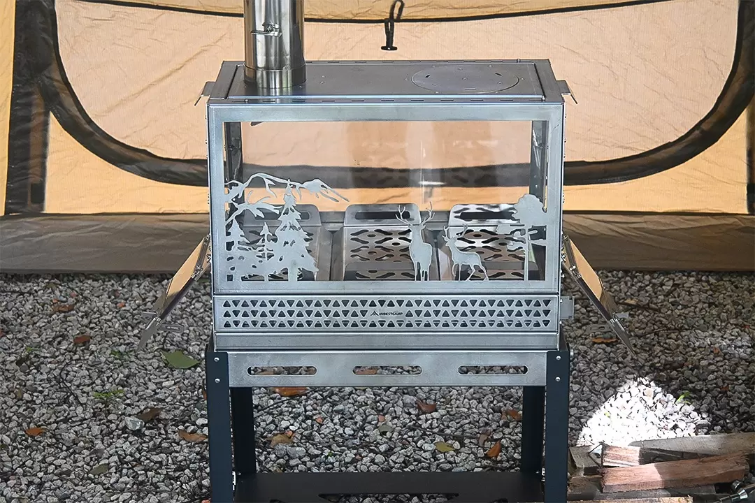 Réchaud de tente trapézoïdal en acier inoxydable