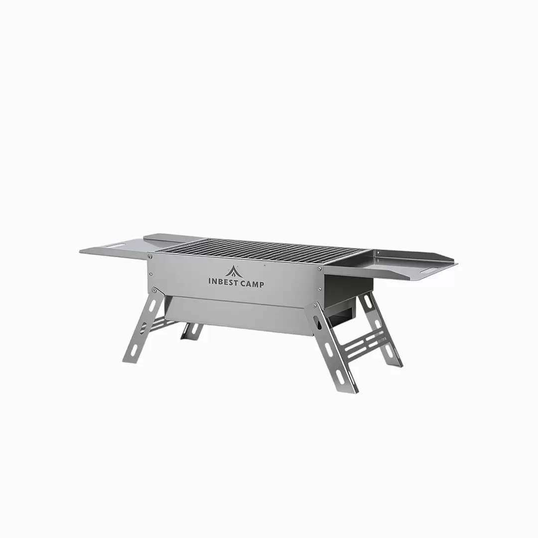 Barbecue au charbon de bois en acier inoxydable avec poignée pliable