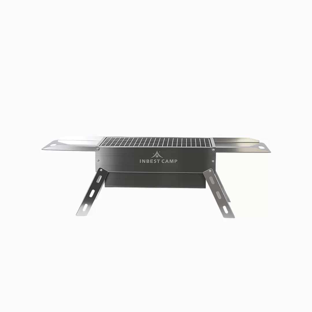 Barbecue au charbon de bois en acier inoxydable avec poignée pliable