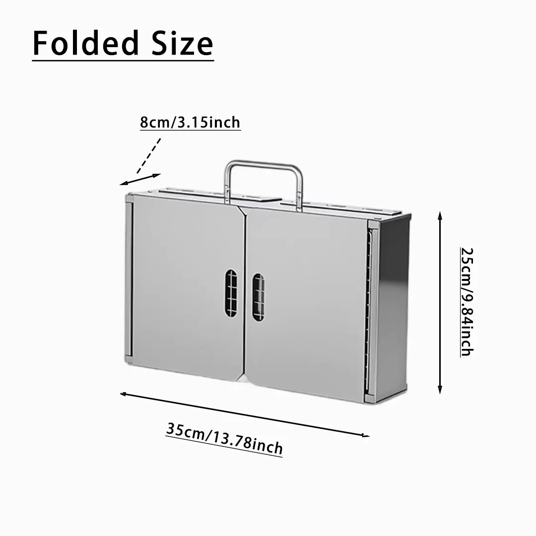 Barbecue au charbon de bois en acier inoxydable avec poignée pliable