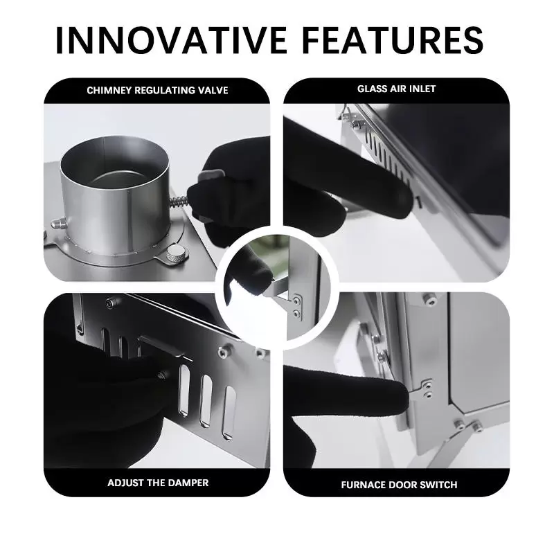 Poêle à bois sous tente pliante pour le camping d'hiver