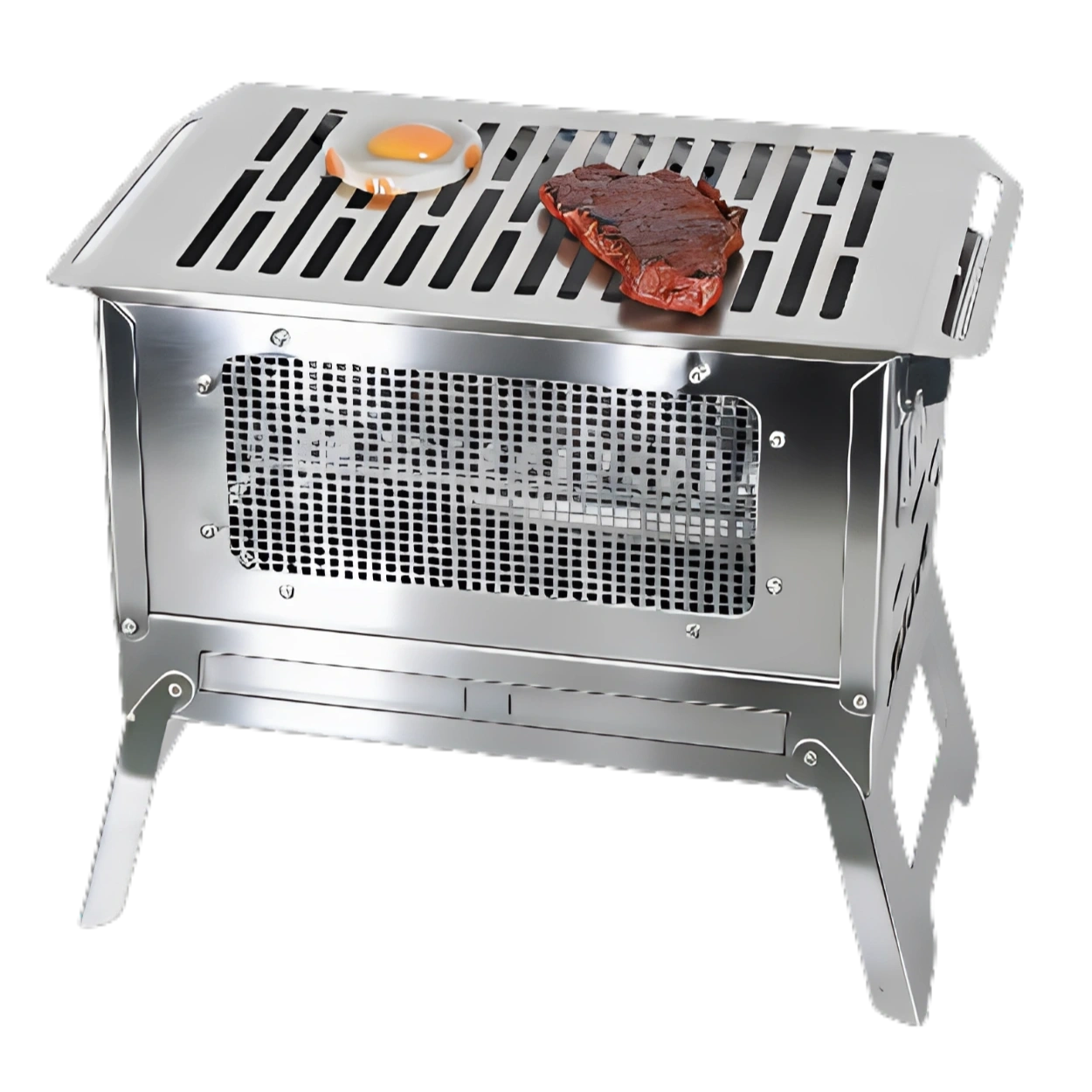 Foyer/barbecue amovible portable en acier inoxydable