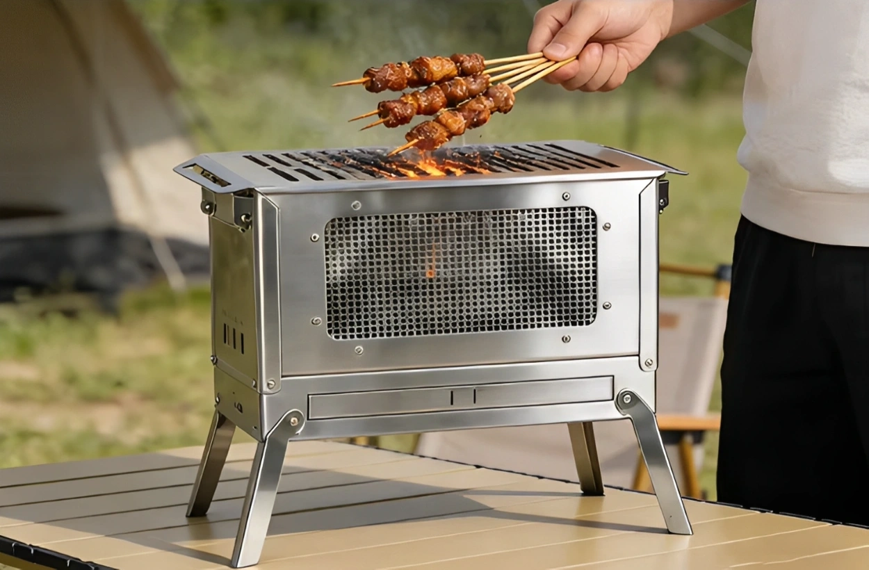 Foyer/barbecue amovible portable en acier inoxydable