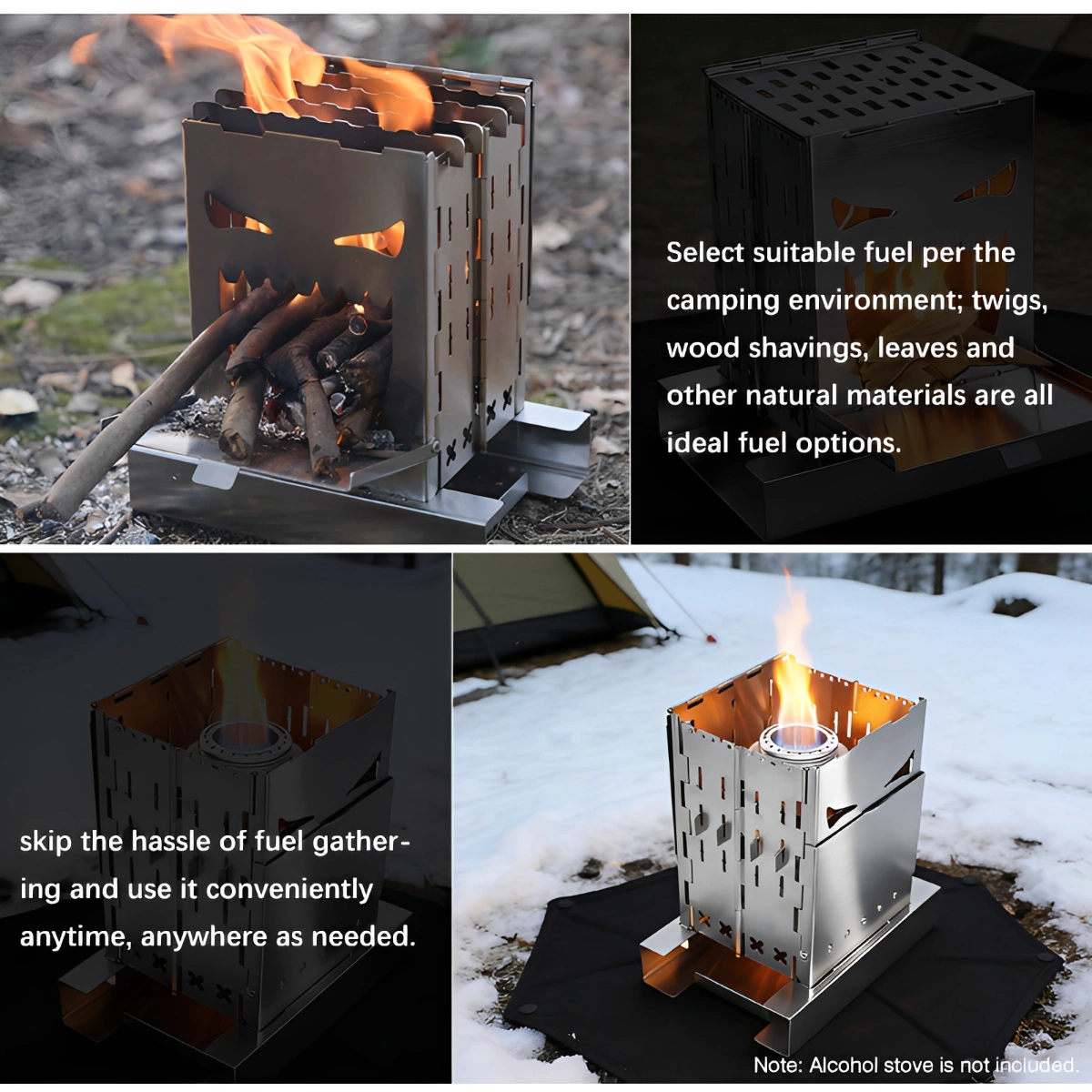 Mini r&eacute;chaud de camping pliable de poche